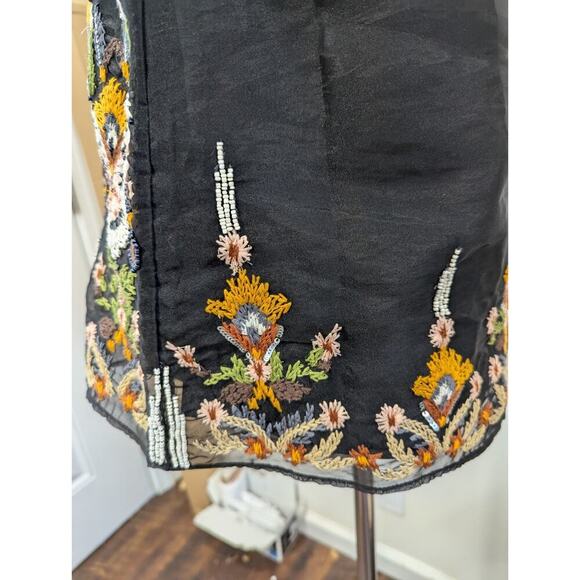 Anthropologie FLOREAT Nalini‎ Beaded Blue Embroidered Beaded Sleeveless Top SZ 2 - Picture 8 of 13